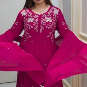 Rayon cotton dress full set Embroidery